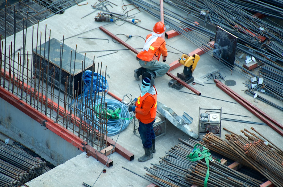 Electrician working on a construction job site